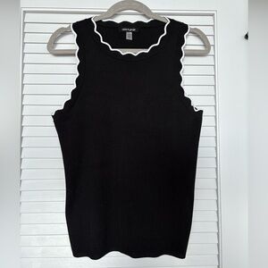 Black Tank Top with White Scallop Trim